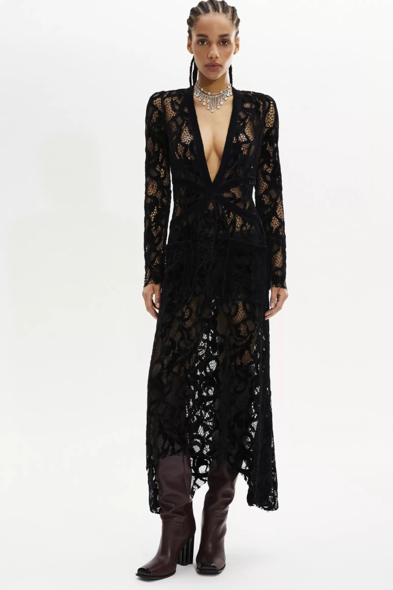 Women Sonia Rykiel Asymmetric Lace Maxi Dress