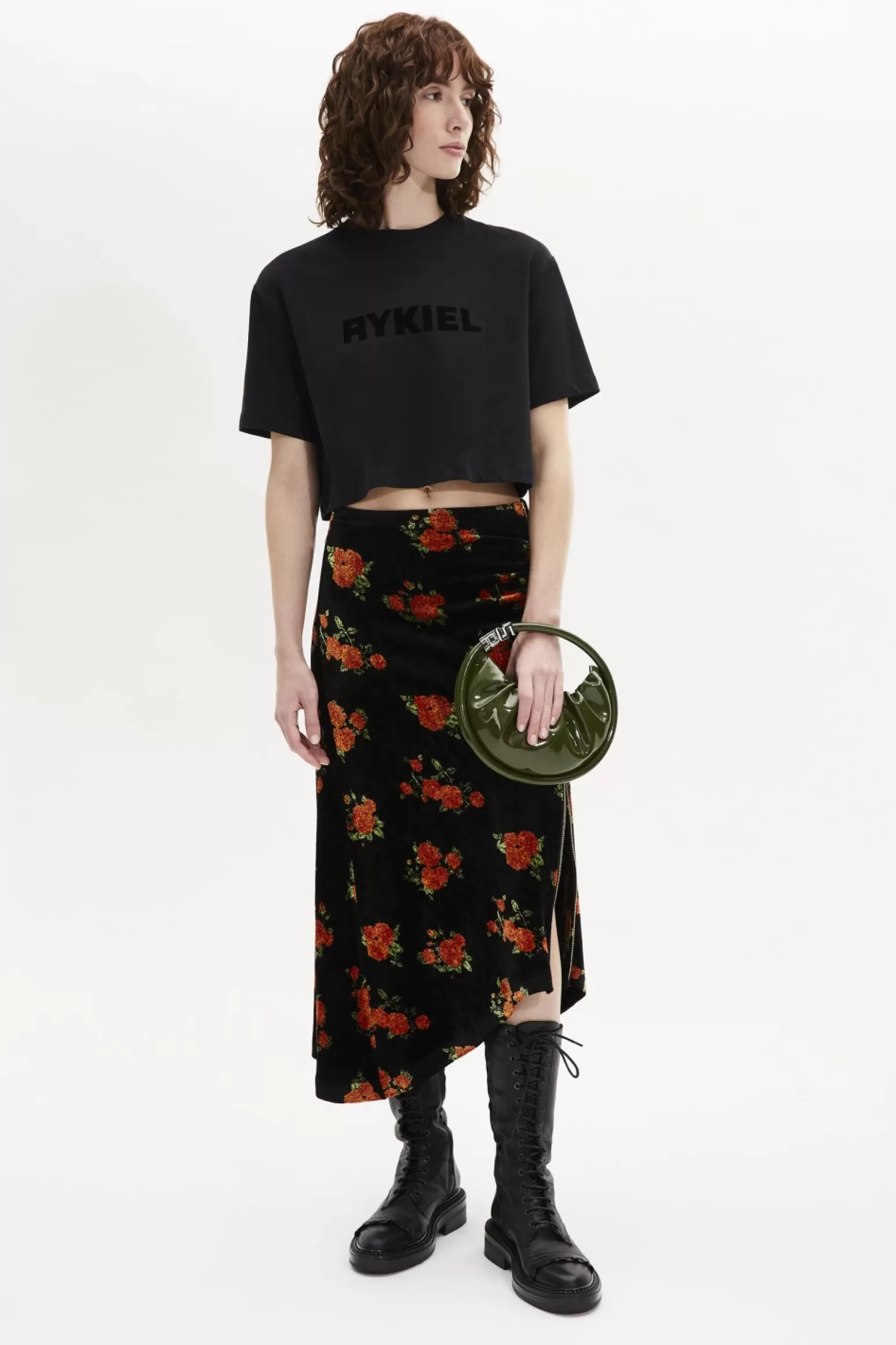 Women Sonia Rykiel Asymmetric Velvet Jacquard Midi Skirt