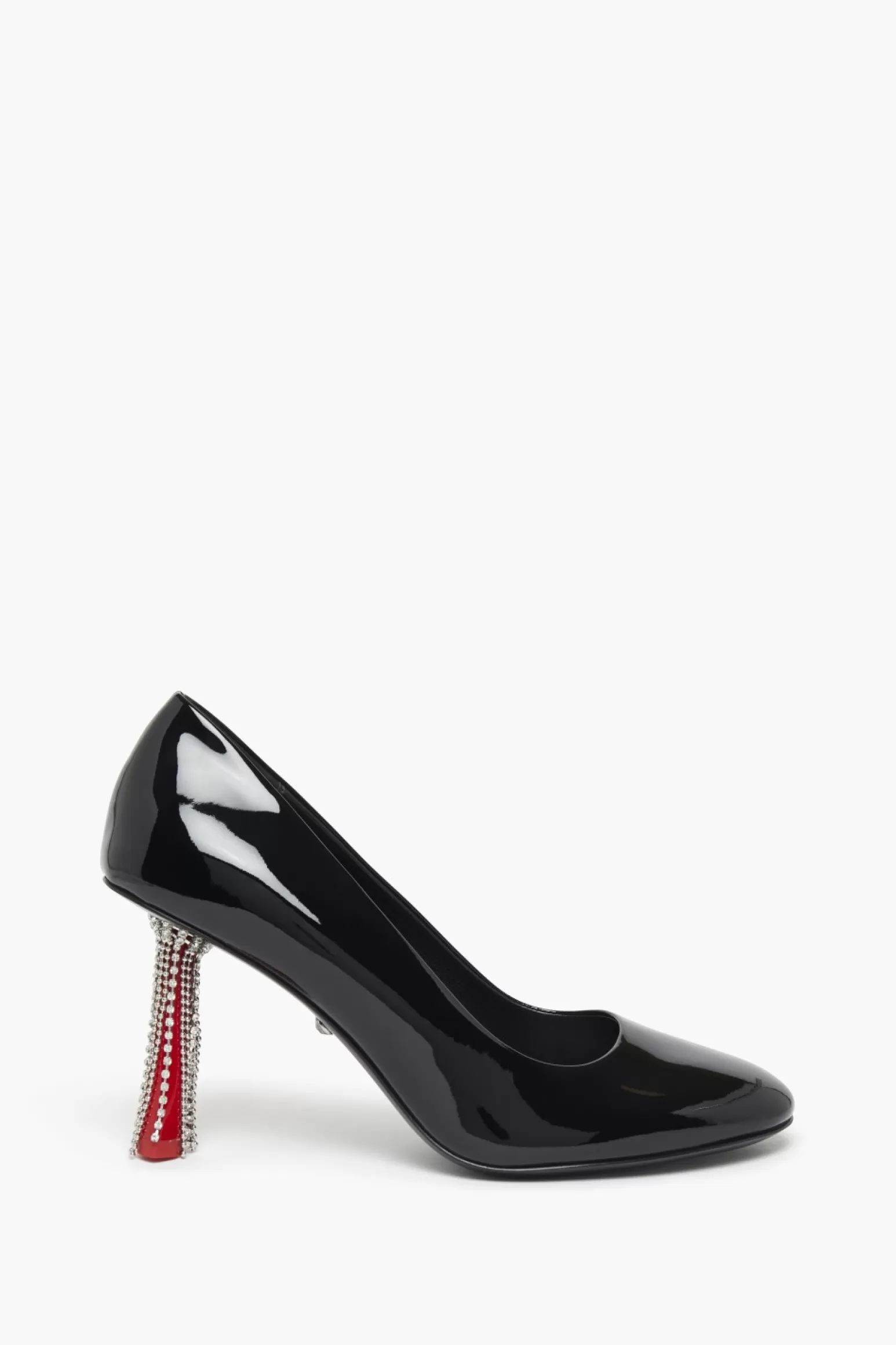 Women Sonia Rykiel Black Patent Leather Pumps With Rhinestone Heels