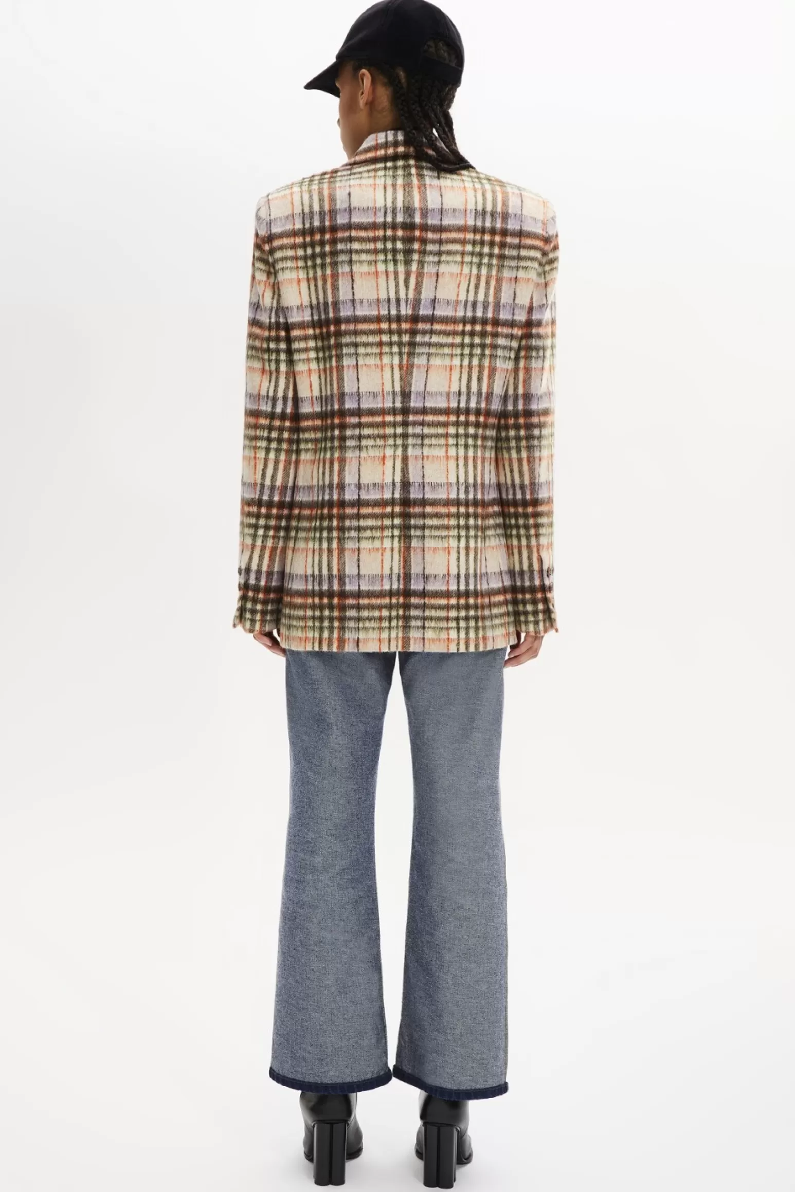 Women Sonia Rykiel Brushed Wool Tartan Oversized Jacket