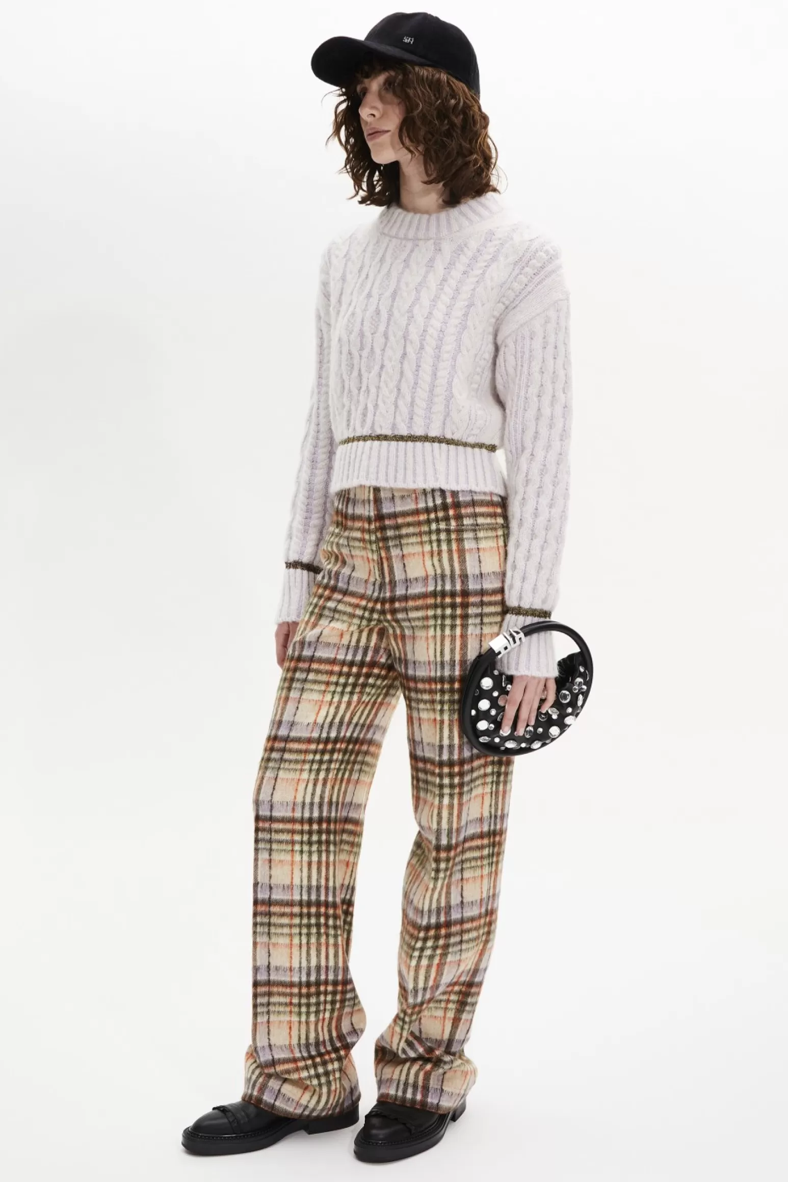 Women Sonia Rykiel Brushed Wool Tartan Trousers