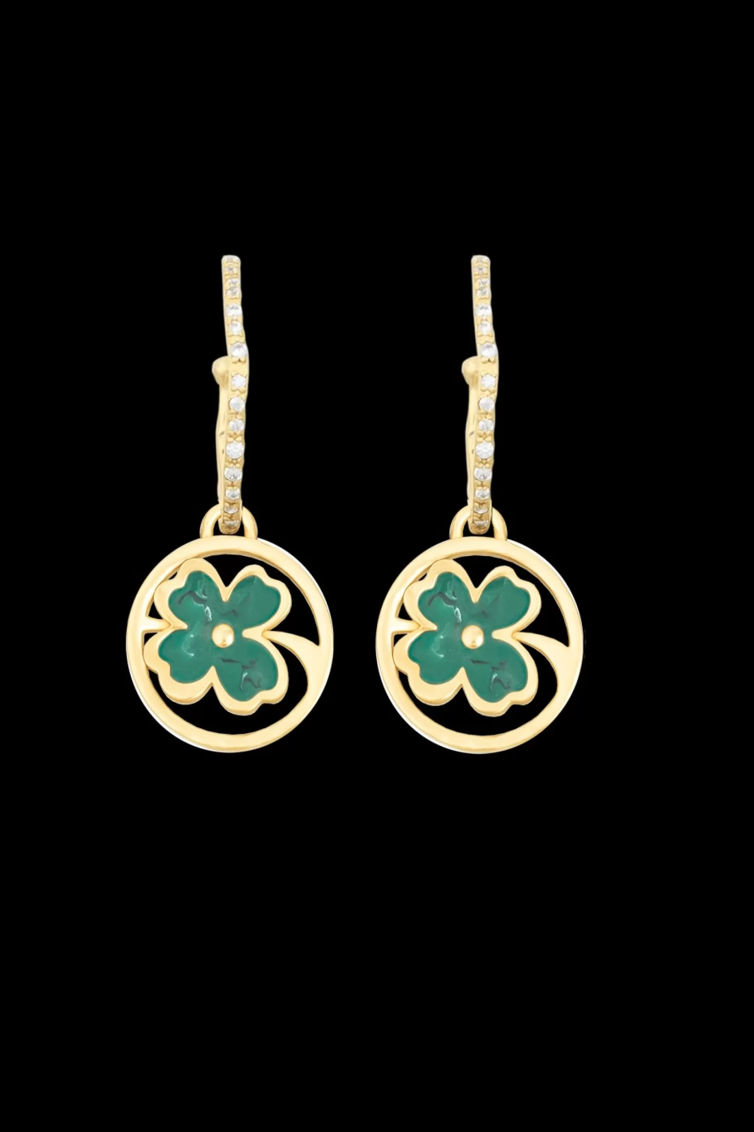 Women Sonia Rykiel Golden Medals Lucky Clover Earrings