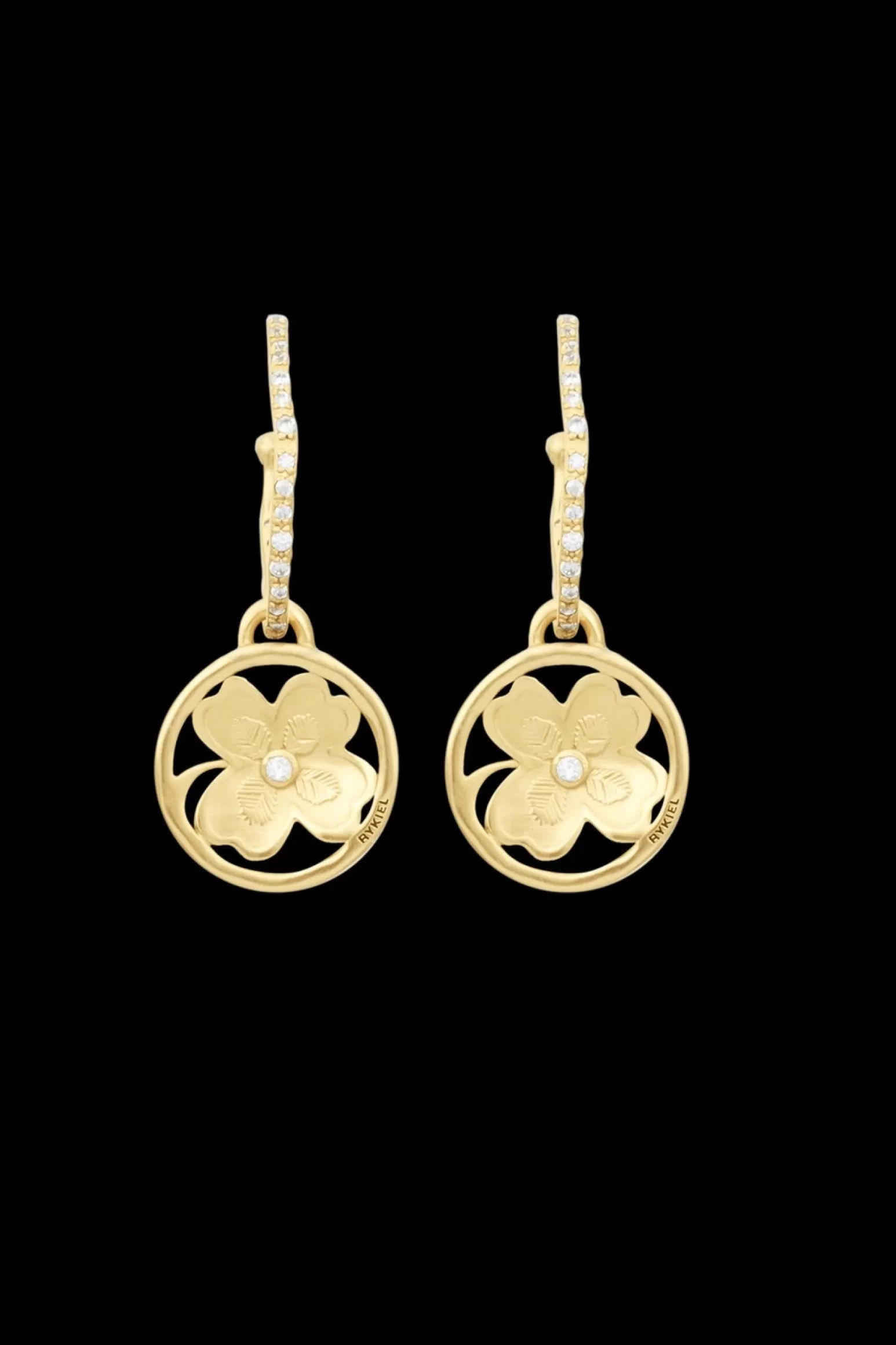 Women Sonia Rykiel Golden Medals Lucky Clover Earrings