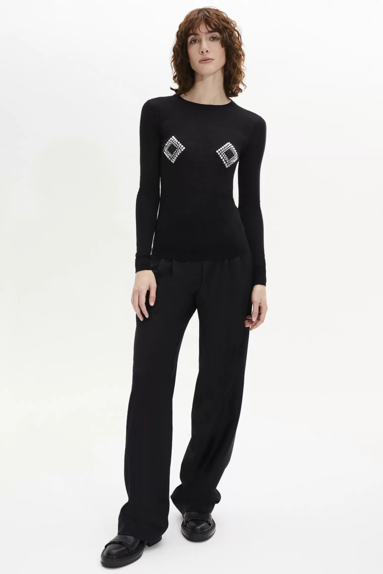 Women Sonia Rykiel Knitted Jumper Rhinestone Motif