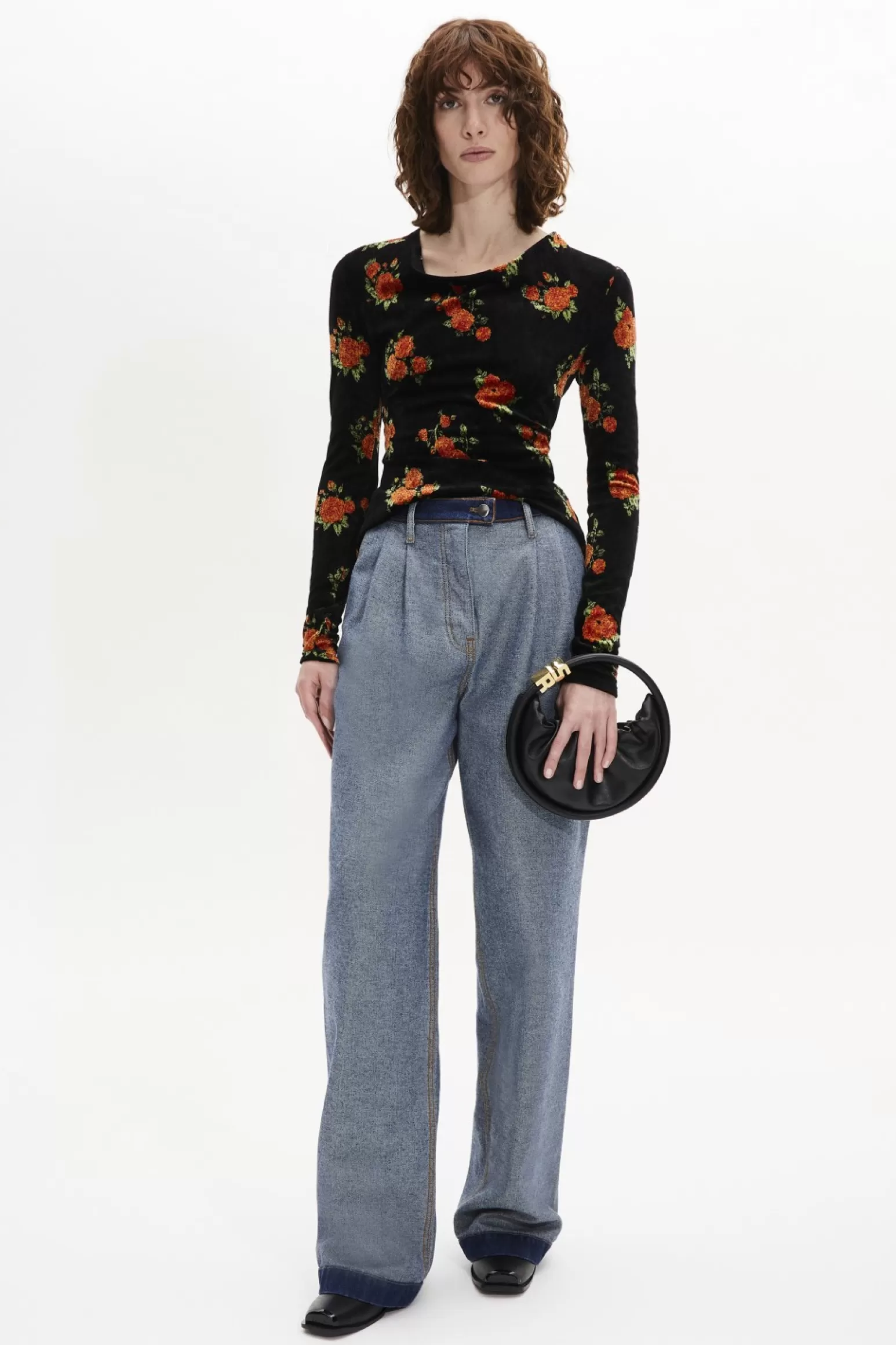 Women Sonia Rykiel Long-Sleeved Fitted Velvet Jacquard Top