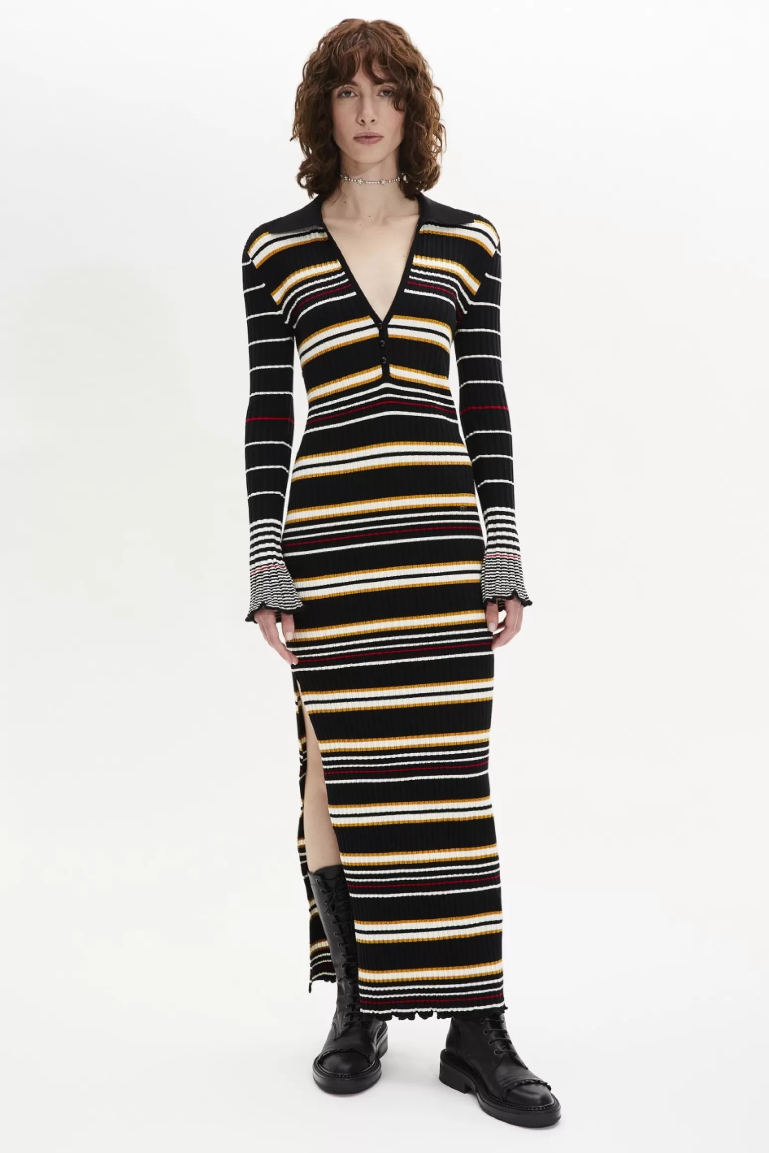 Women Sonia Rykiel Long-Sleeved Polo-Collar Dress