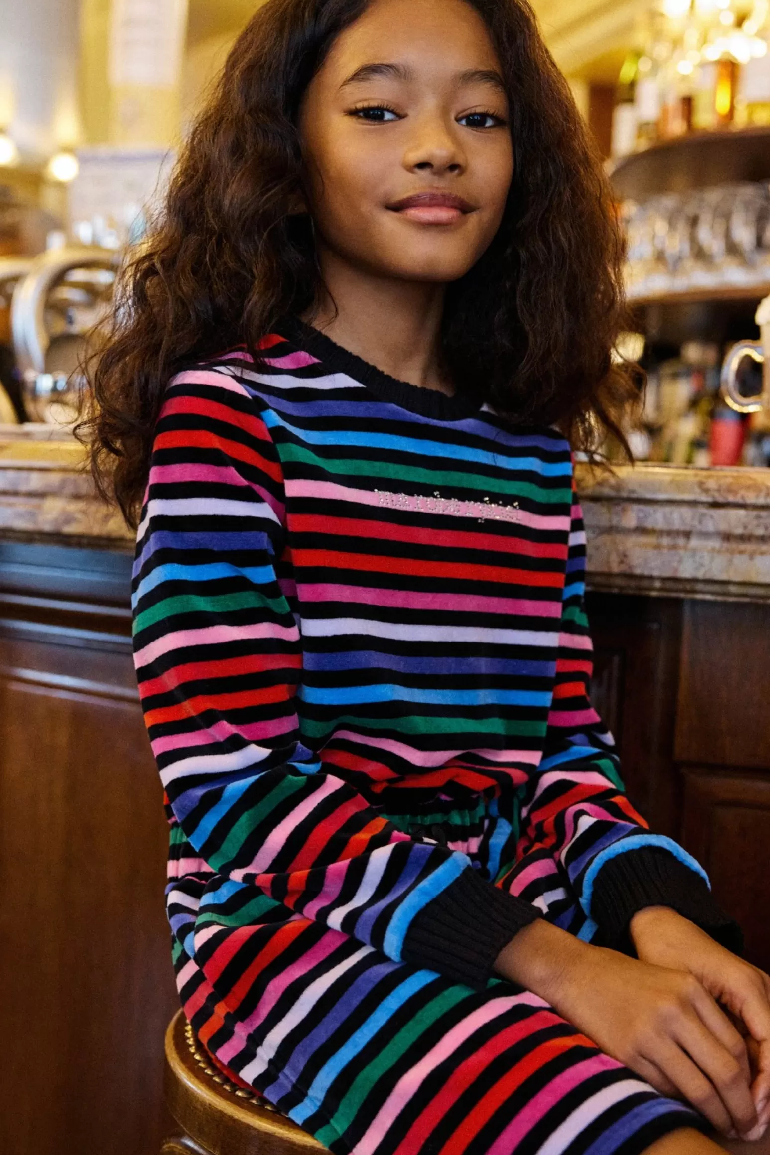 Children Sonia Rykiel Multicolor Striped Velvet Dress