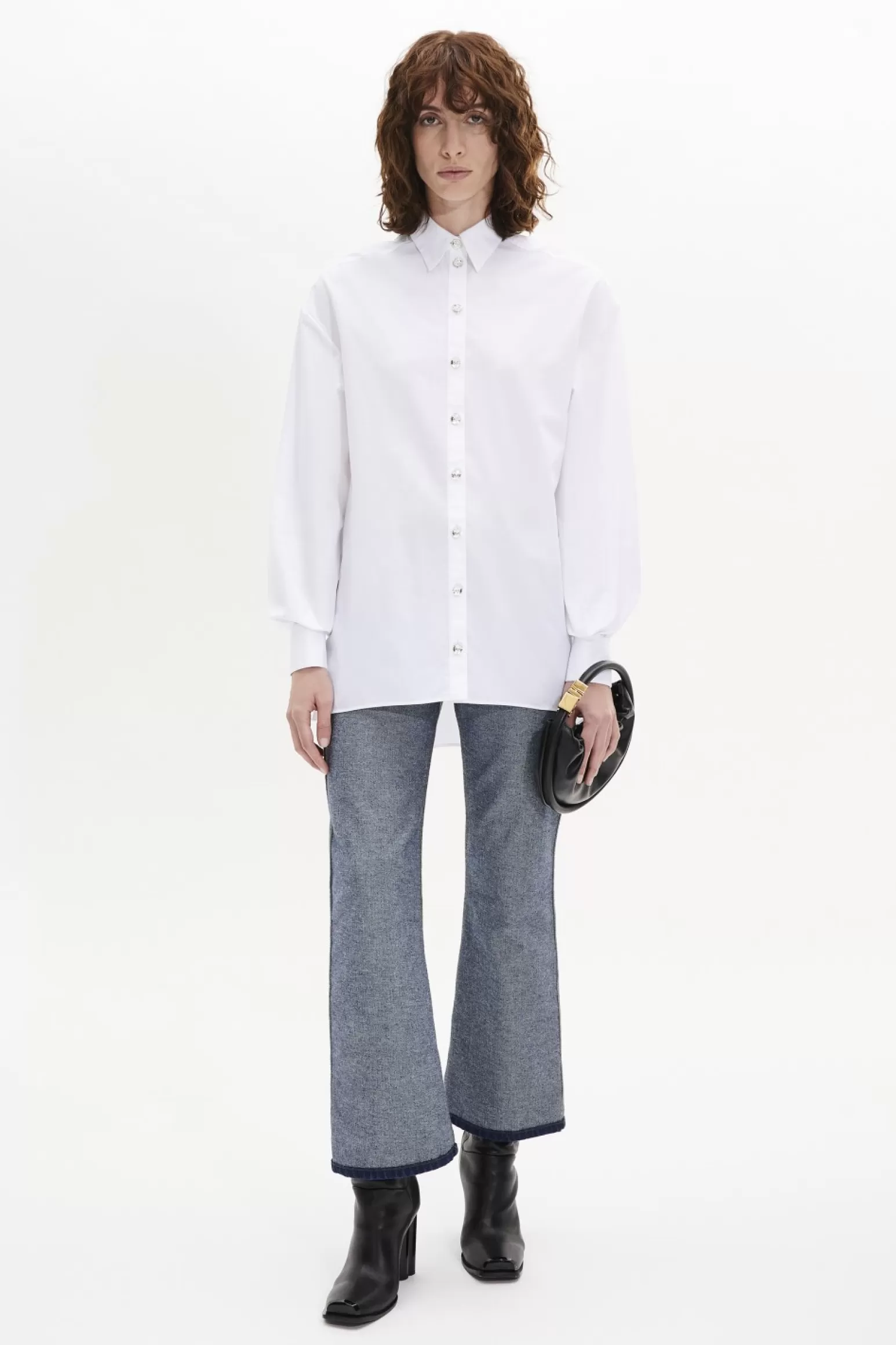 Women Sonia Rykiel Poplin Shirt With Rhinestone Buttons