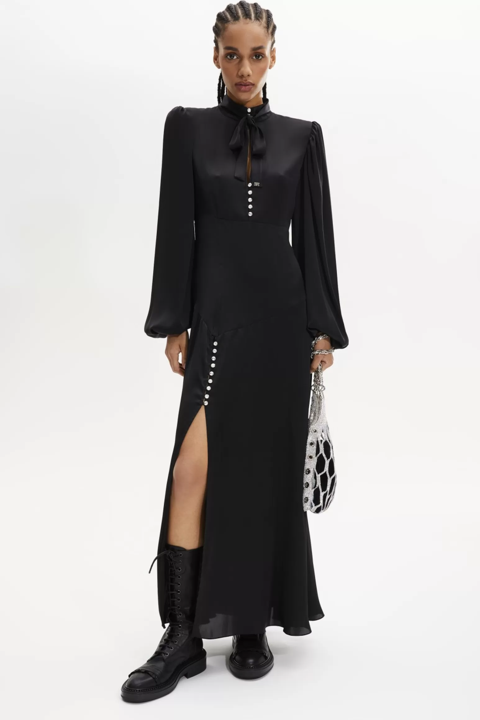 Women Sonia Rykiel Satin Pussybow Maxi Dress