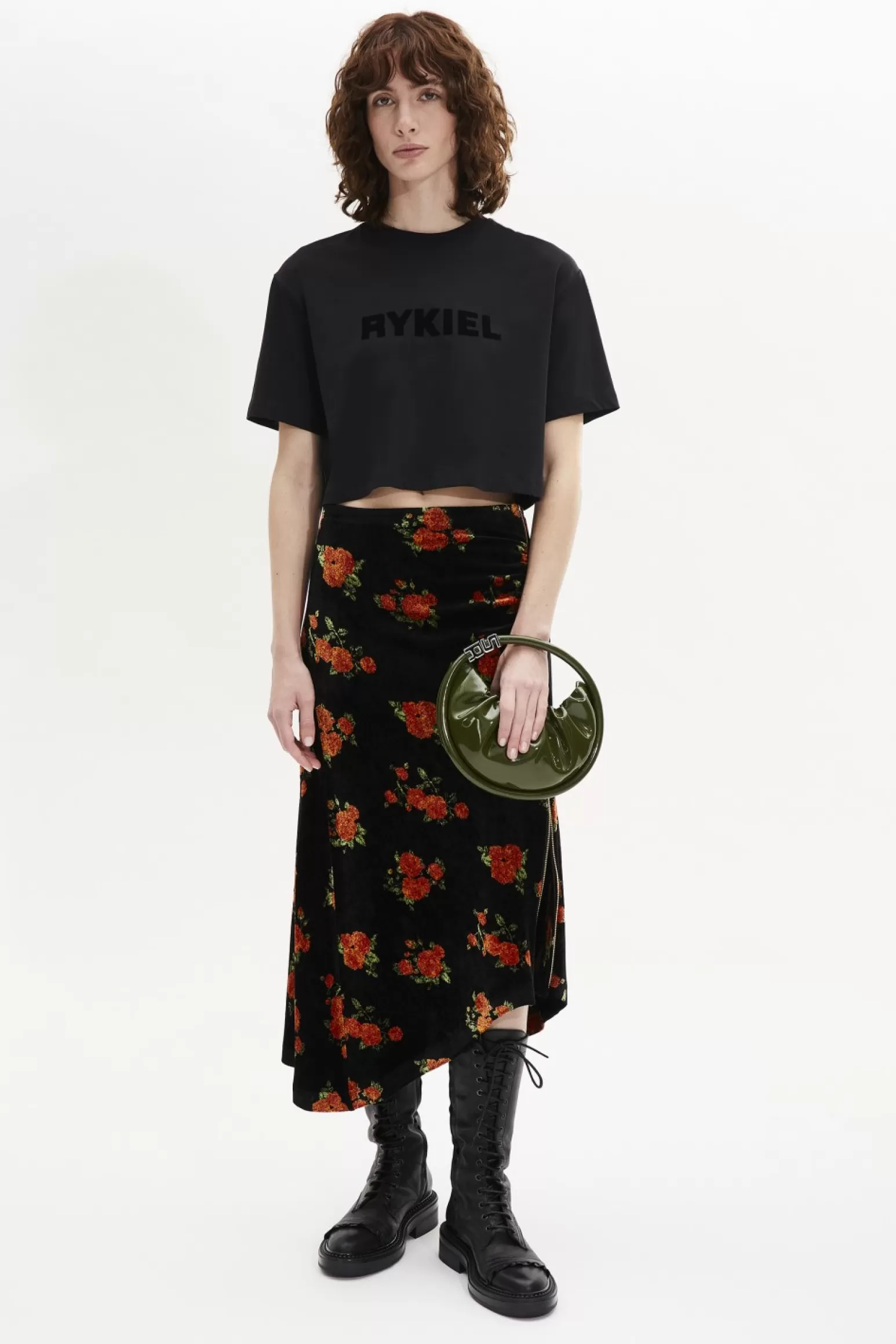 Women Sonia Rykiel Short-Sleeved Cropped Crew Neck T-Shirt