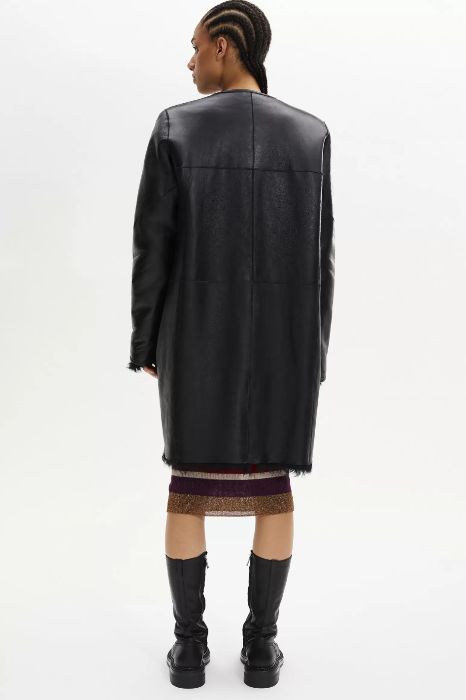 Women Sonia Rykiel Straight-Cut Reversible Coat In Leather And Shearling