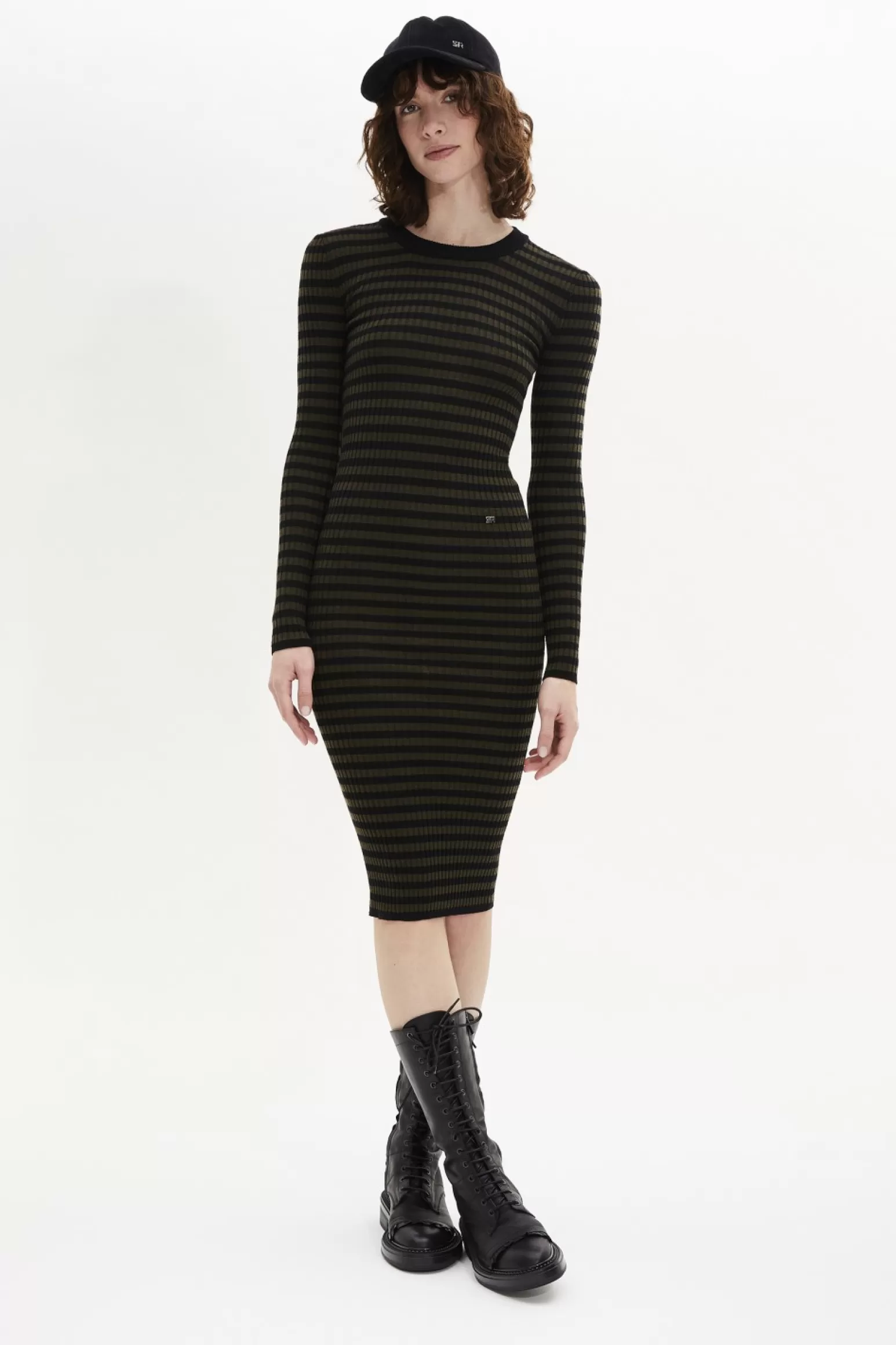 Women Sonia Rykiel Striped Long-Sleeved Crew Neck Dress