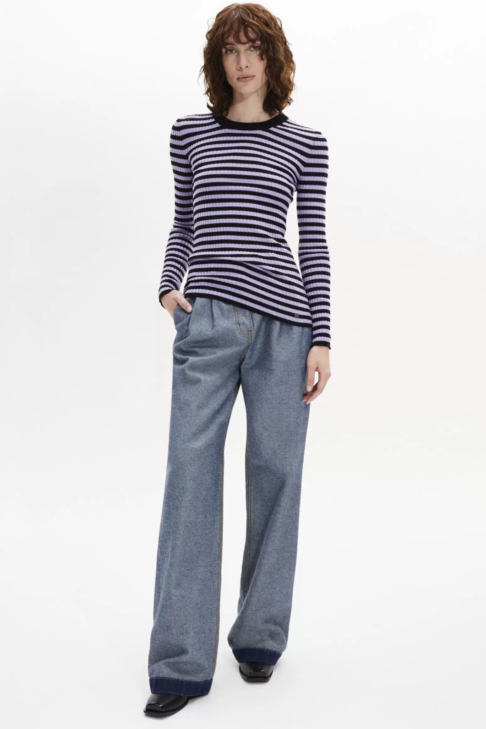 Women Sonia Rykiel Striped Long-Sleeved Crew Neck Sweater