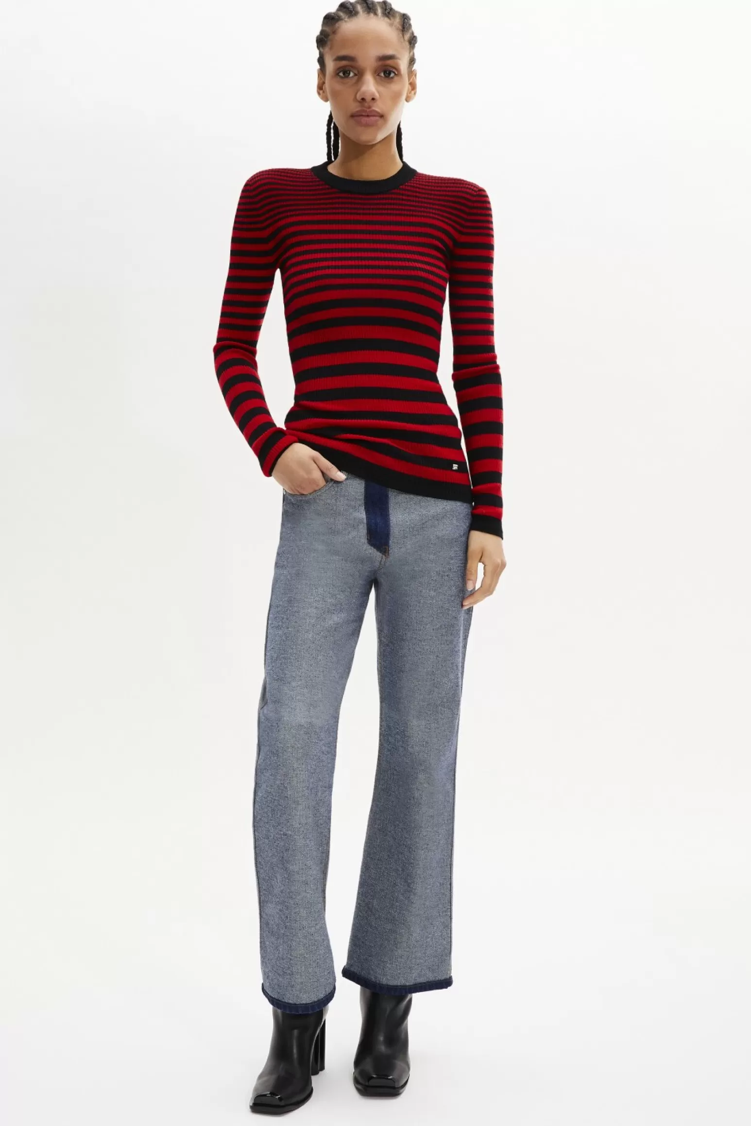 Women Sonia Rykiel Striped Long-Sleeved Crew Neck Sweater