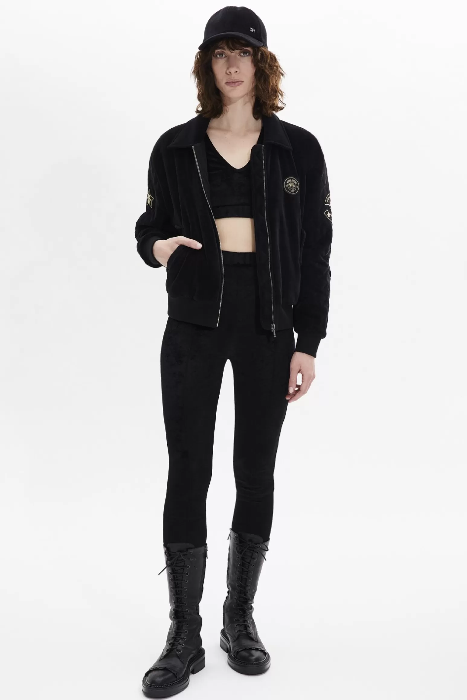 Women Sonia Rykiel Velvet Quilted Bomber Jacket